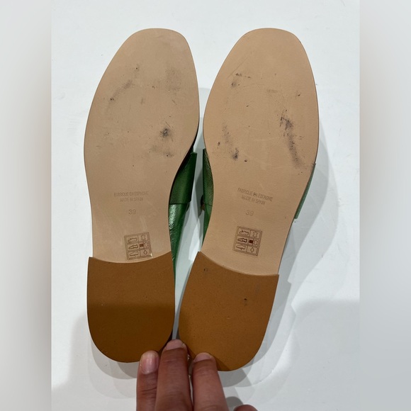 Free People‎ Green Metallic Leather Mule Loafers Sz. 39 - Picture 4 of 4